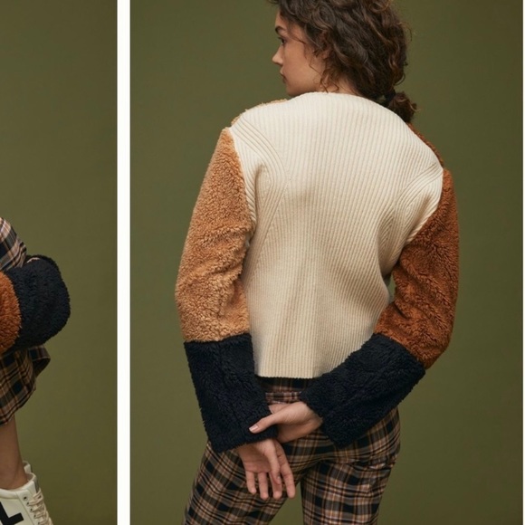 Anthropologie NWT Colorblocked Faux Fur Jacket Size M. - Picture 4 of 5